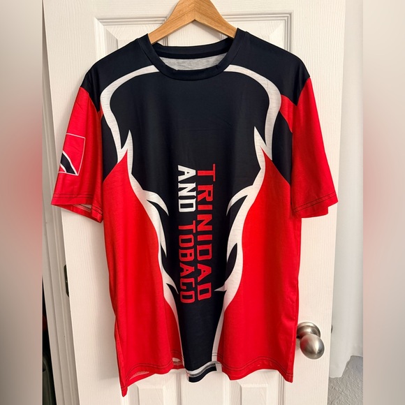 None Other - Trinidad and Tobago Men's Red and Black Tee